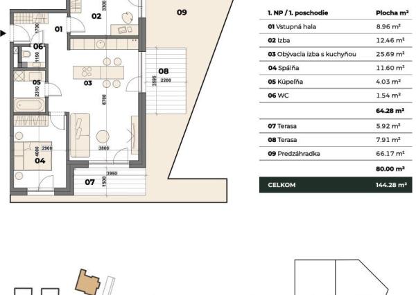 Predaj 3 izb byt so záhradou a terasou BA – Karlova Ves - NOVOSTAVBA